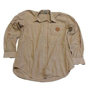 Tabi International Vintage 80s/90s Brown & White Pinstripe Single Needle M